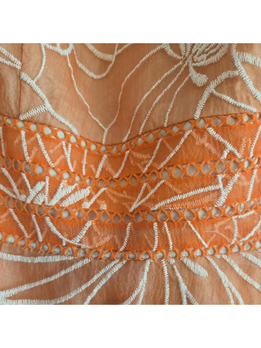 Moulinette Soeurs Anthropologie Dress Size 8 Orange Floral Embroidered Boho - Picture 3 of 9